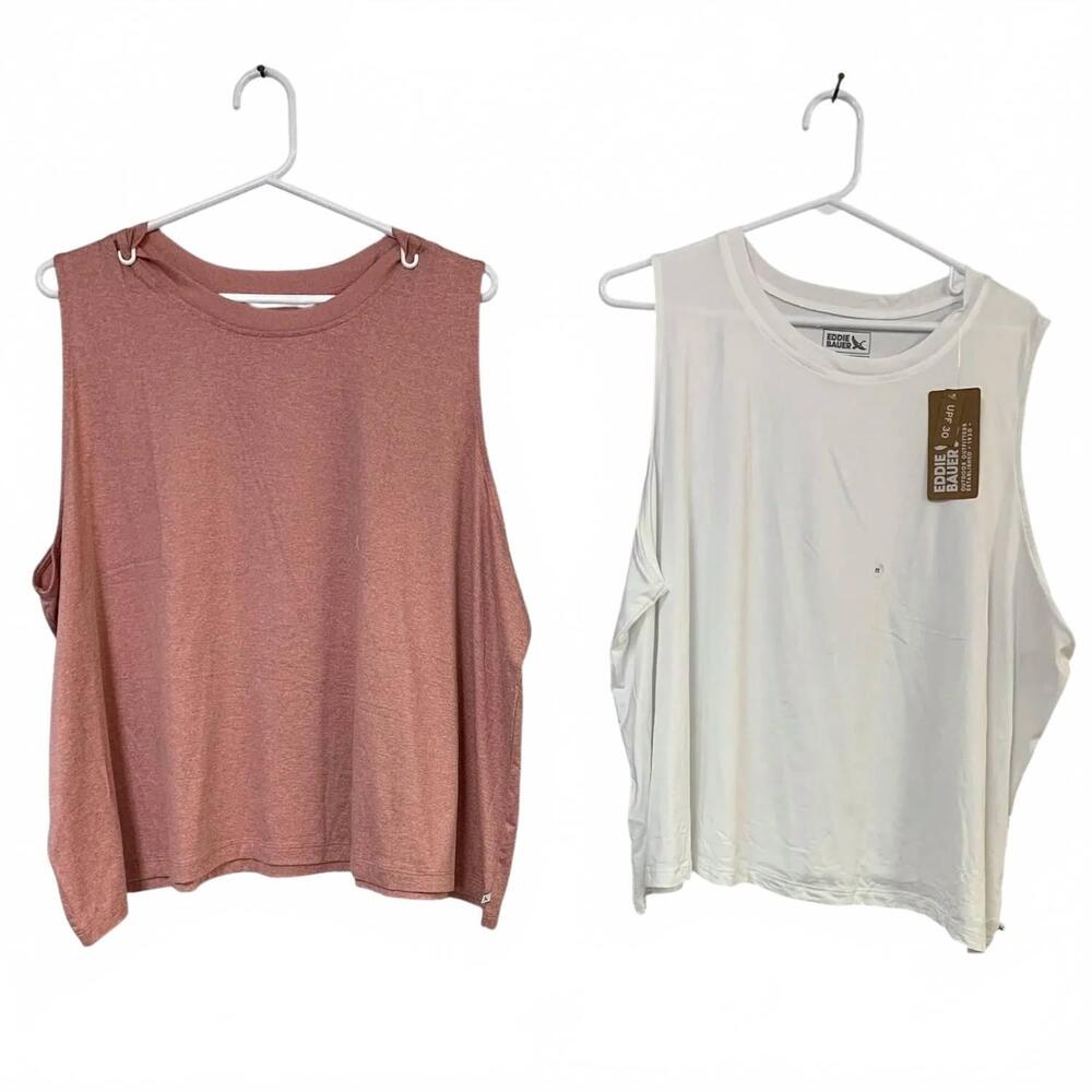 NEW EDDIE BAUER women's surreal travel 2 piece tank top - plus in white desert p